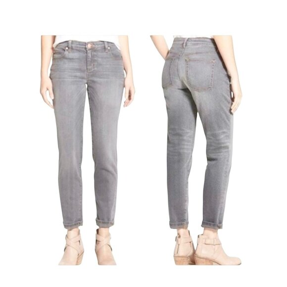 Eileen Fisher Gray Womens 14 Organic Cotton Blend Straight-Leg Jeans - Picture 1 of 12